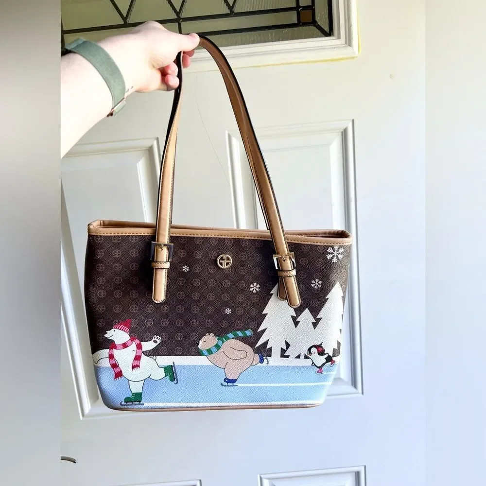 Giani Bernini Signature Bears Tote Shoulder Bag Limited Edition Holiday